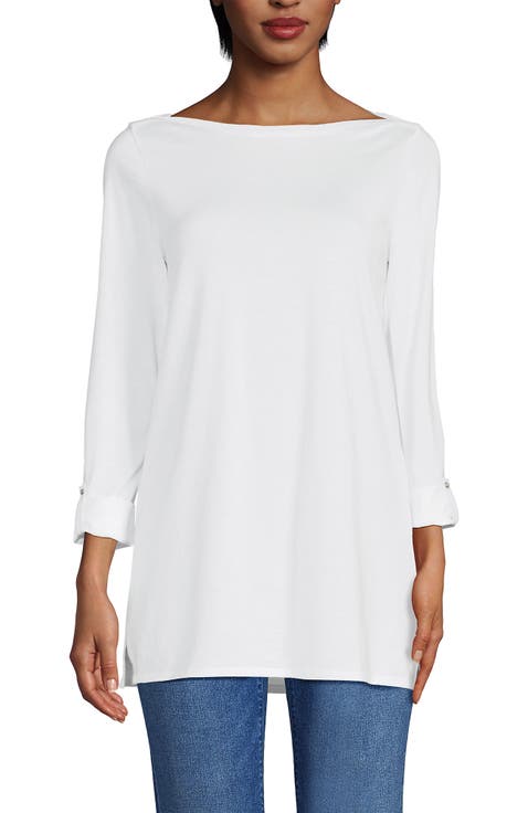 Supima Cotton Adjustable 3/4 Sleeve Boatneck Tunic