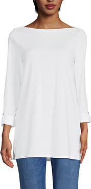 Lands' End Supima Cotton Adjustable 3/4 Sleeve Boatneck Tunic