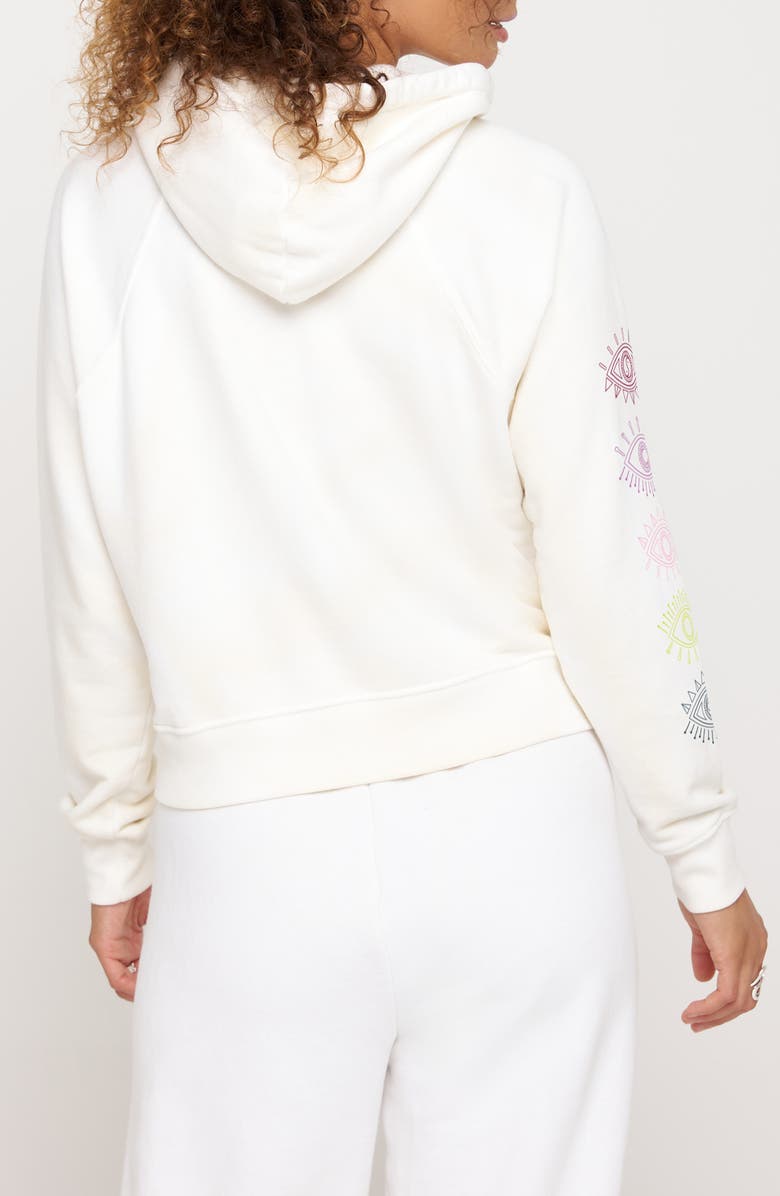 Spiritual Gangster All Eyes Harper Cotton & Modal Graphic Crop Hoodie, Alternate, color, White