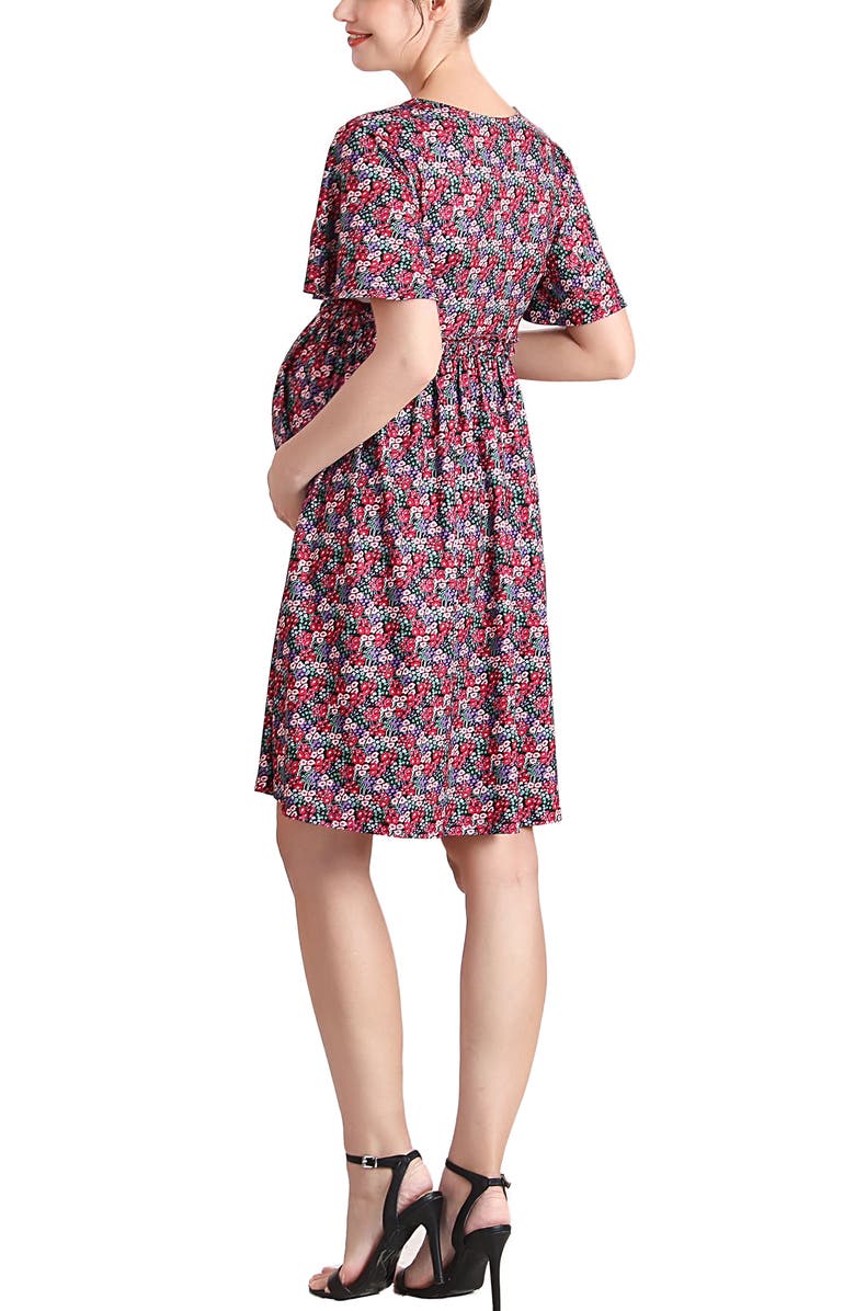 Kimi & Kai Evin V-Neck Maternity/Nursing Dress, Alternate, color, Multicolored