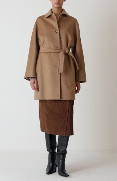 Max Mara Filato Belted Camel Hair Wrap Coat Nordstrom