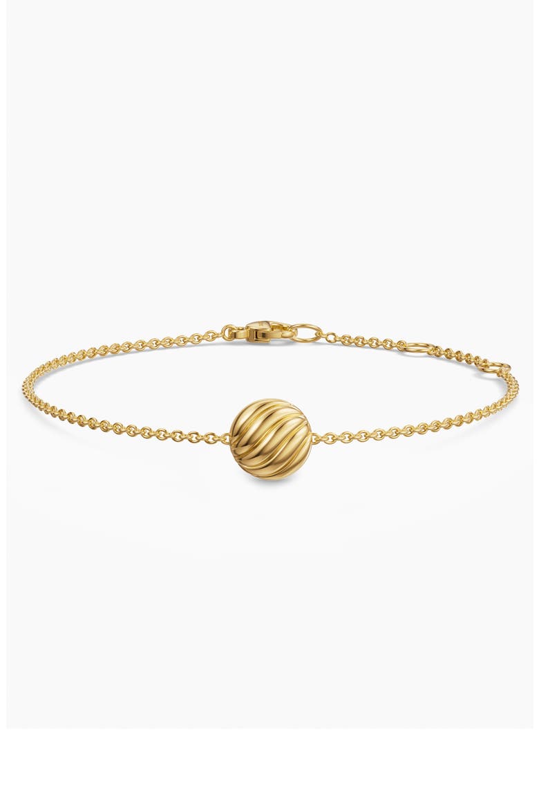 Sculpted Cable Center Station Chain Bracelet in 18K Yellow Gold, 10mm, Alternate, color, GOLD