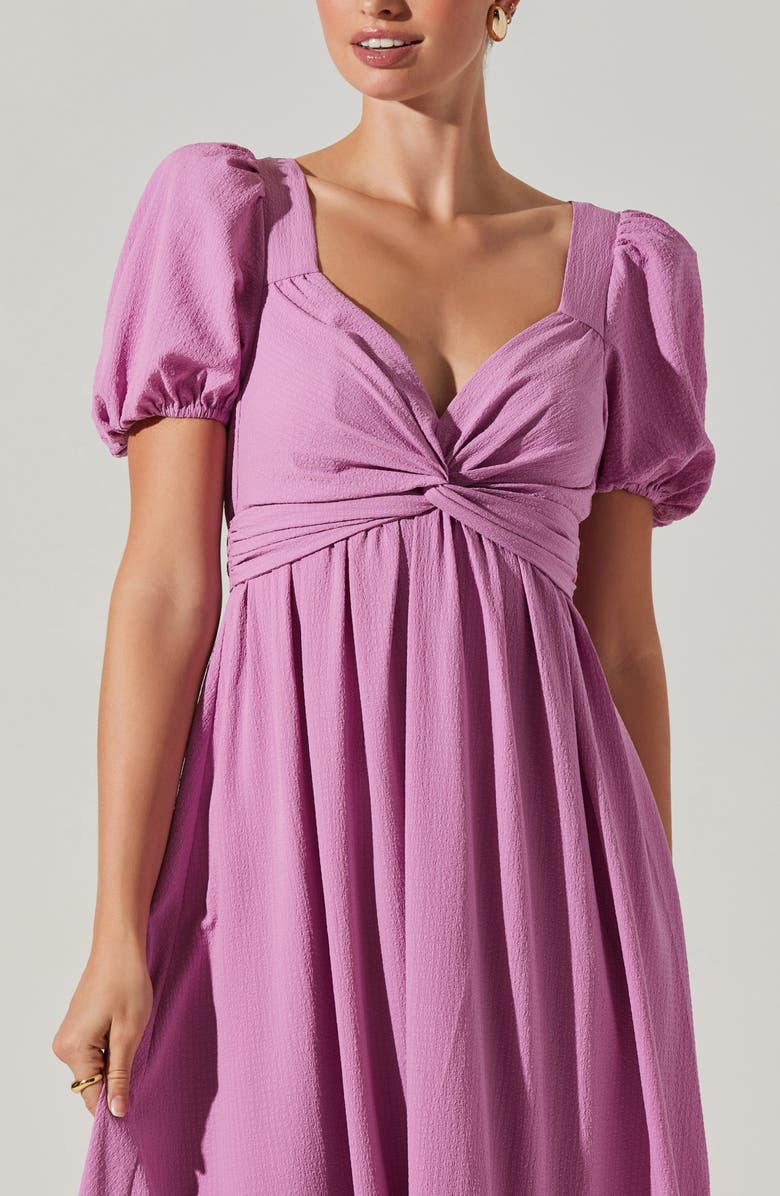 ASTR the Label Tie Back Puff Sleeve Midi Dress, Alternate, color, Orchid
