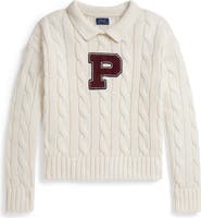 Polo Ralph Lauren Kids' Cable Knit Cotton Polo Sweater