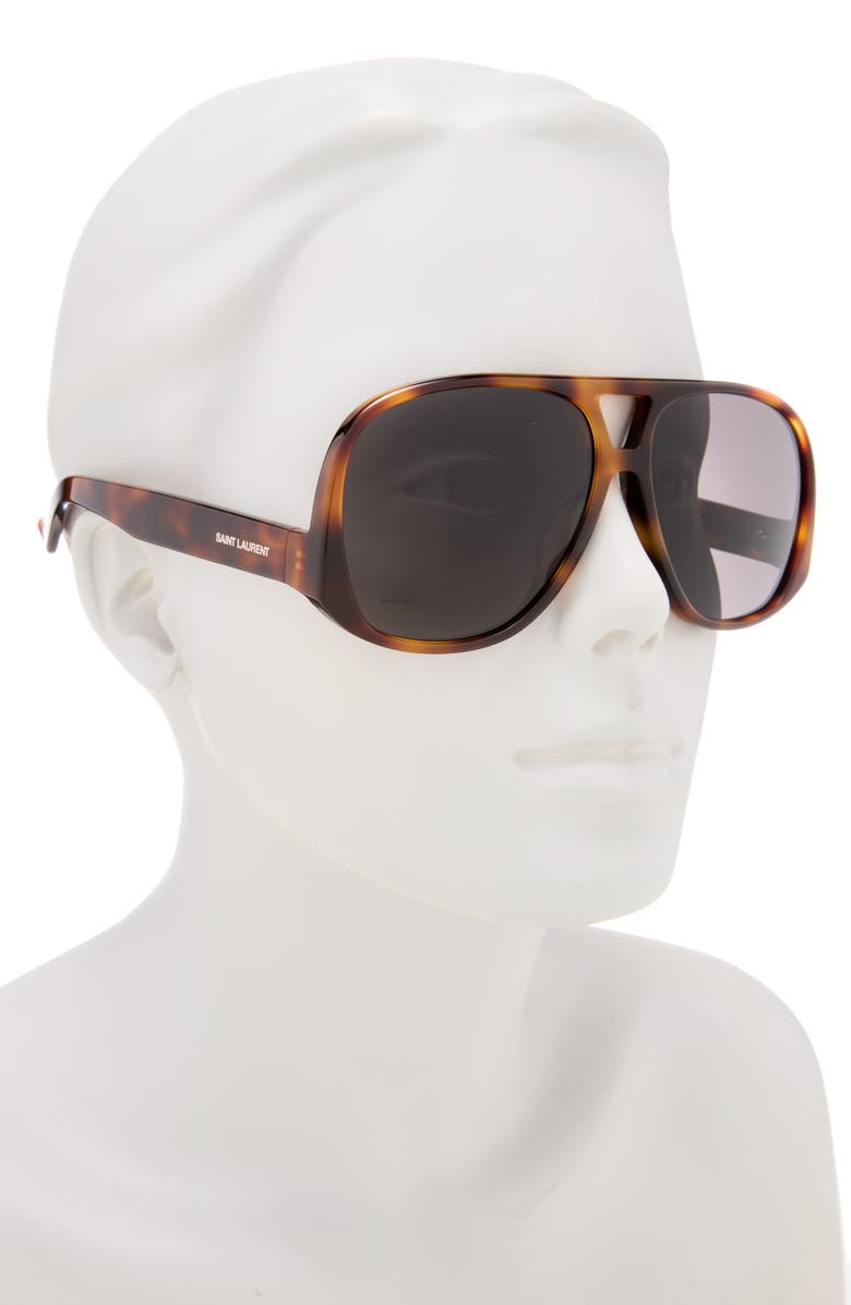 Saint Laurent 61mm Aviator Sunglasses, Alternate, color, Havana Havana Black