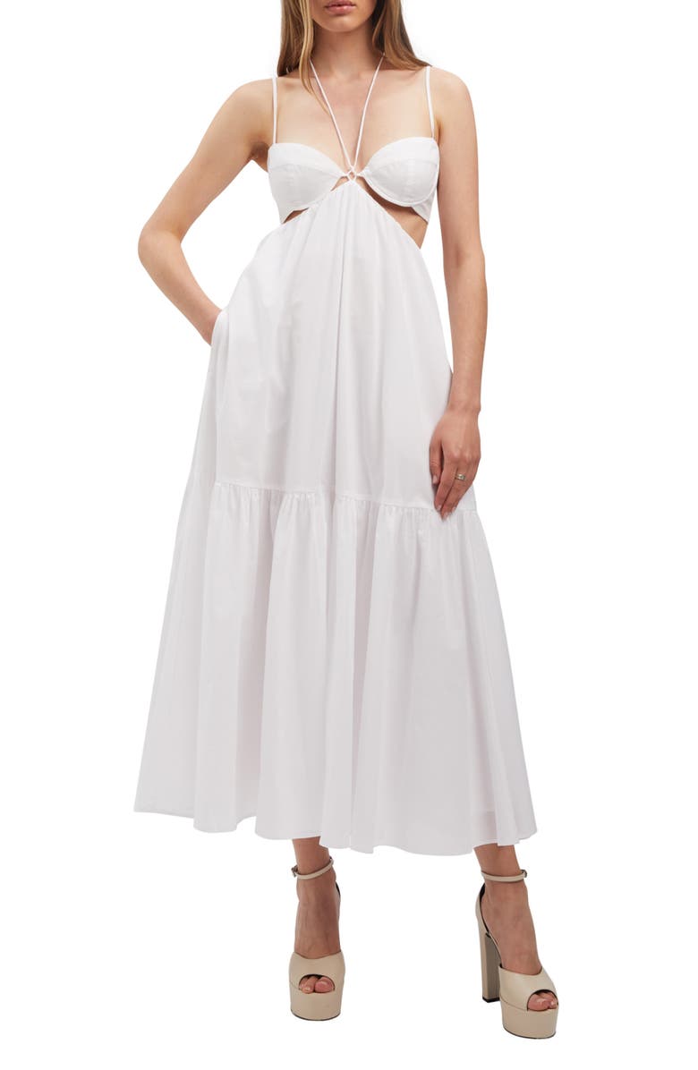 Bardot Willow Halter Neck Cotton Poplin Midi Dress, Main, color,