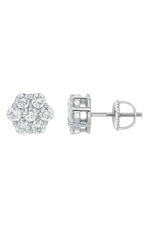 Lab Grown Diamond Floral Cluster Stud Earrings