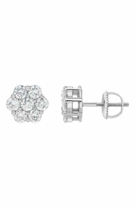 LuvMyJewelry Lab Grown Diamond Floral Cluster Stud Earrings