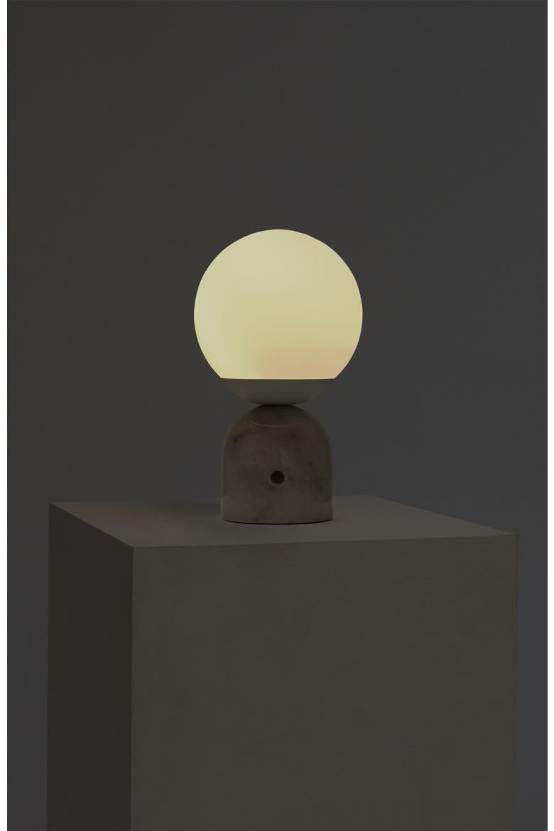 Mila 9.85" Marble LED Bedside Table Lamp with Built-In 3-Way Dimmer, Alternate, color, White