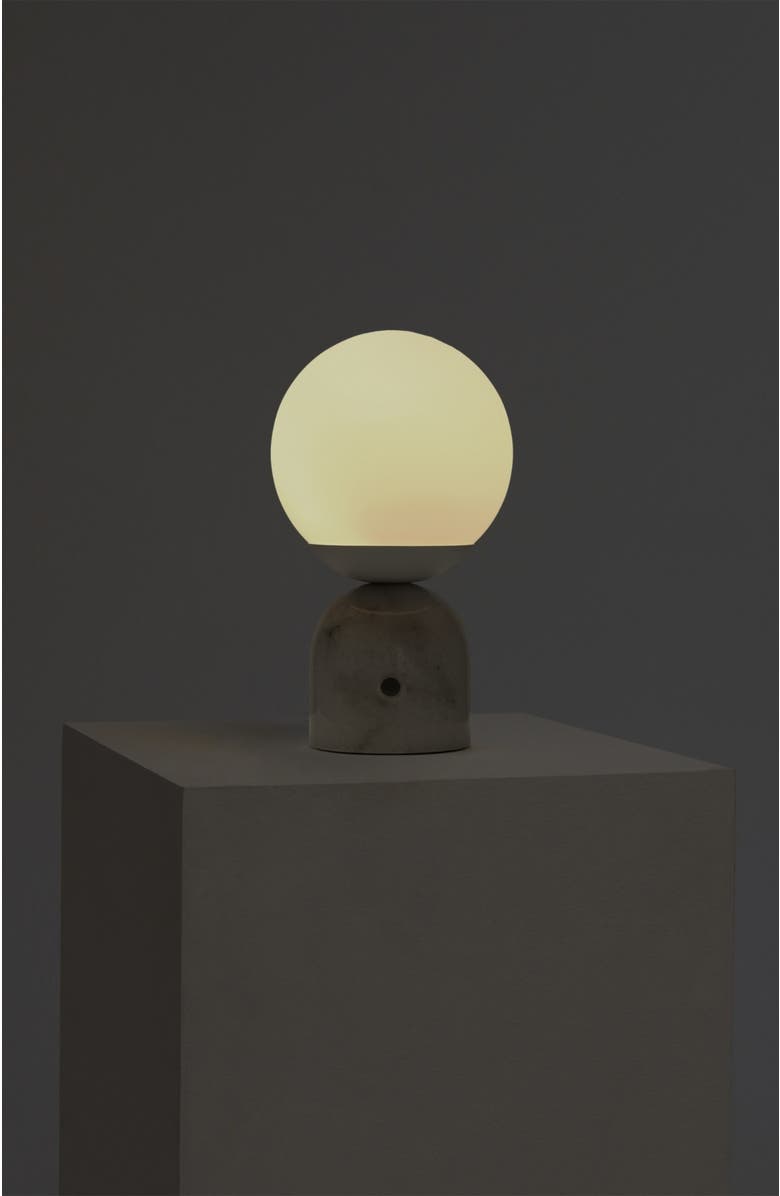 Brightech Mila 9.85" Marble LED Bedside Table Lamp with Built-In 3-Way Dimmer, Alternate, color, White