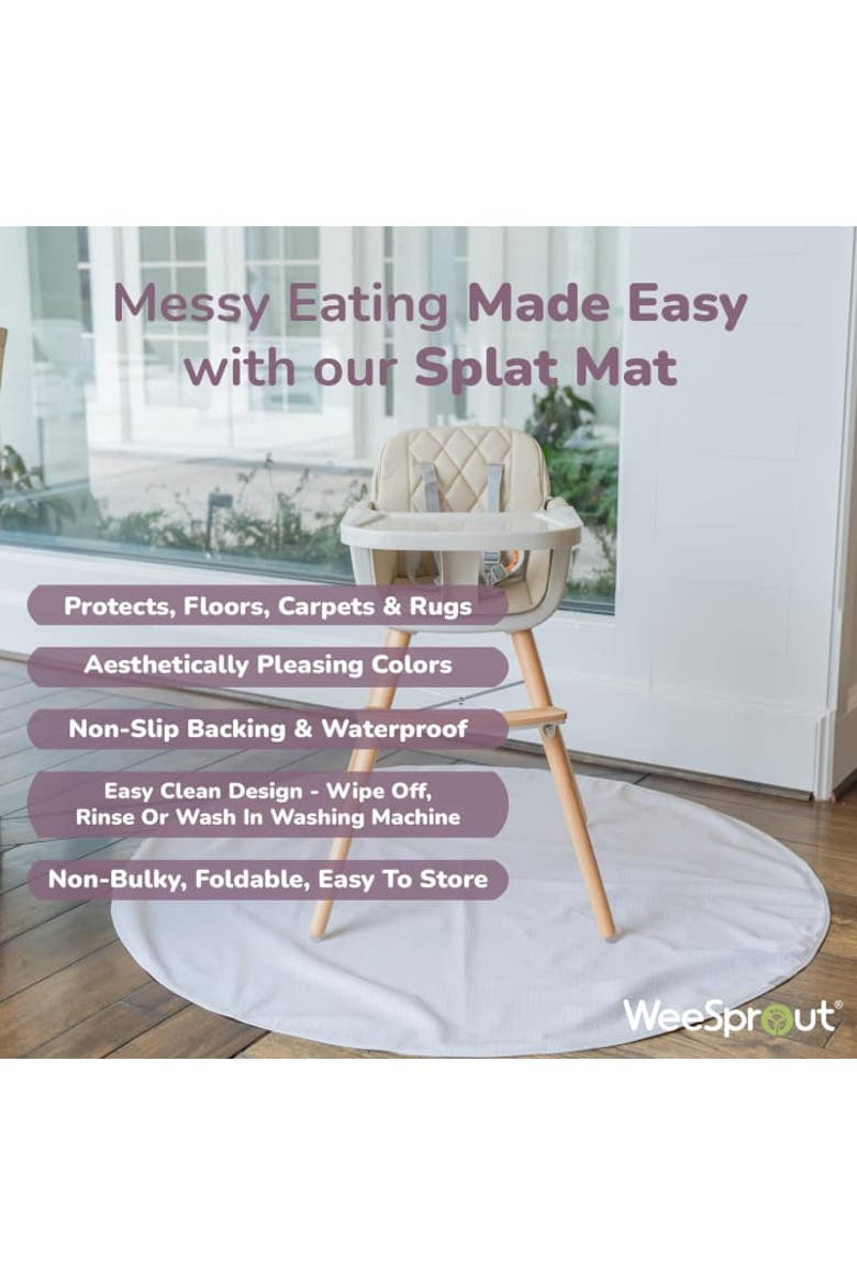 Baby Splat Mat for Kids, Large 51x51 Floor Playmat w/ Durable Waterproof Surface, Alternate, color, Dotted Sand (Round)