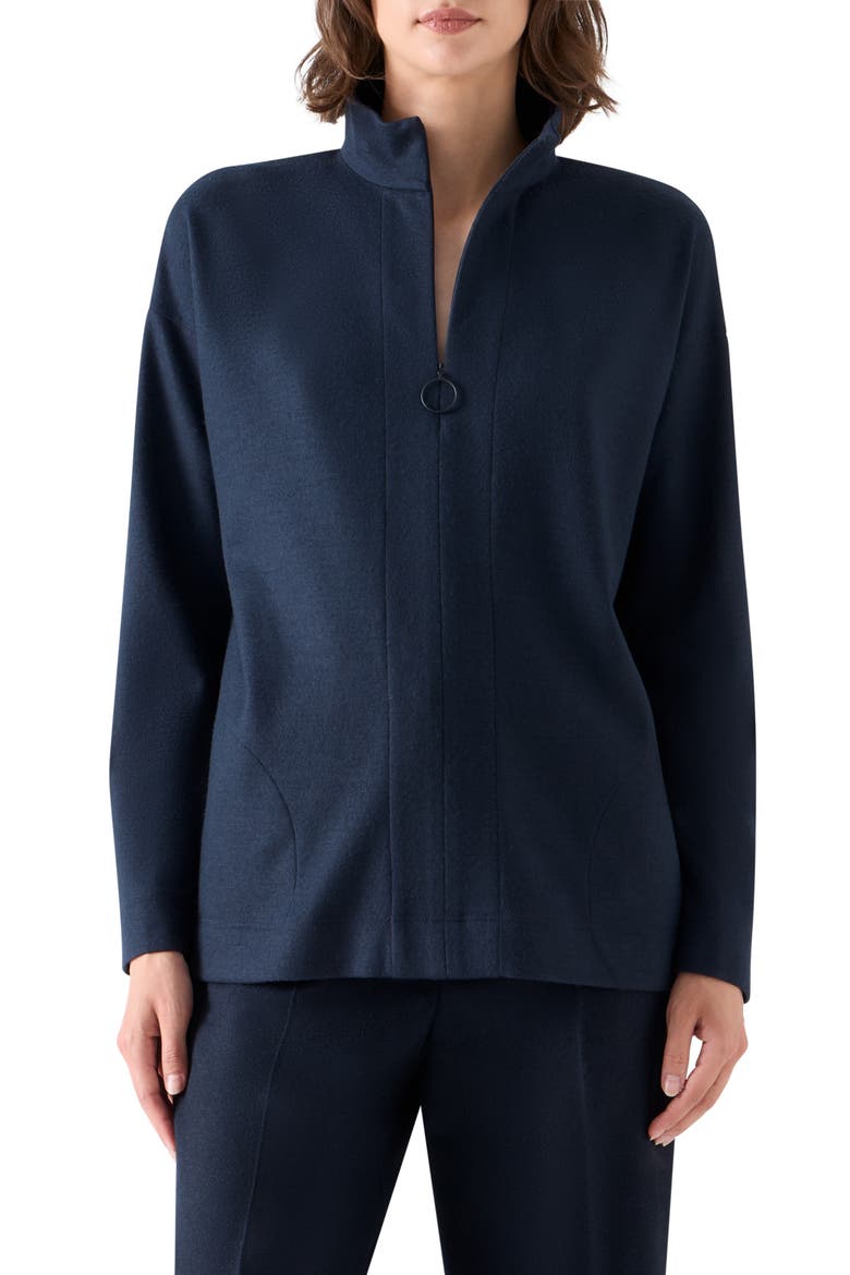 Wool Jersey Half Zip Sweatshirt, Main, color, NAVY
