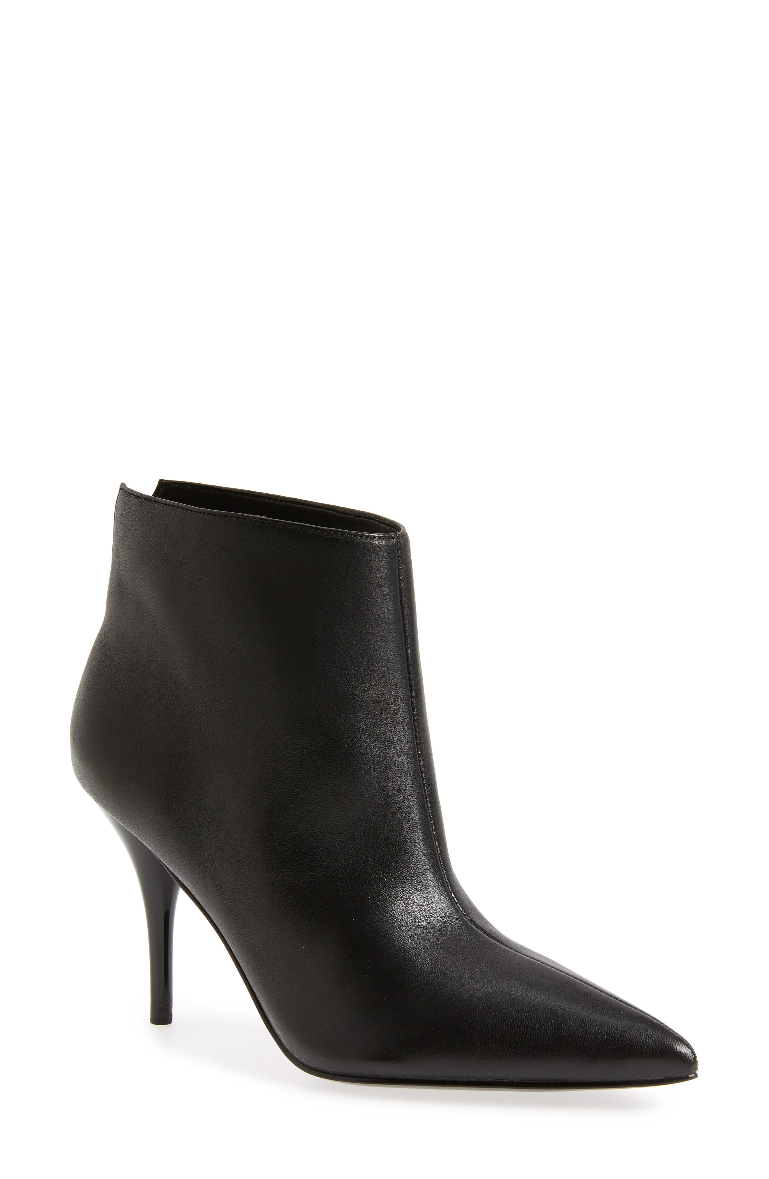 Fenet Pointy Toe Bootie, Main, color, BLACK LEATHER