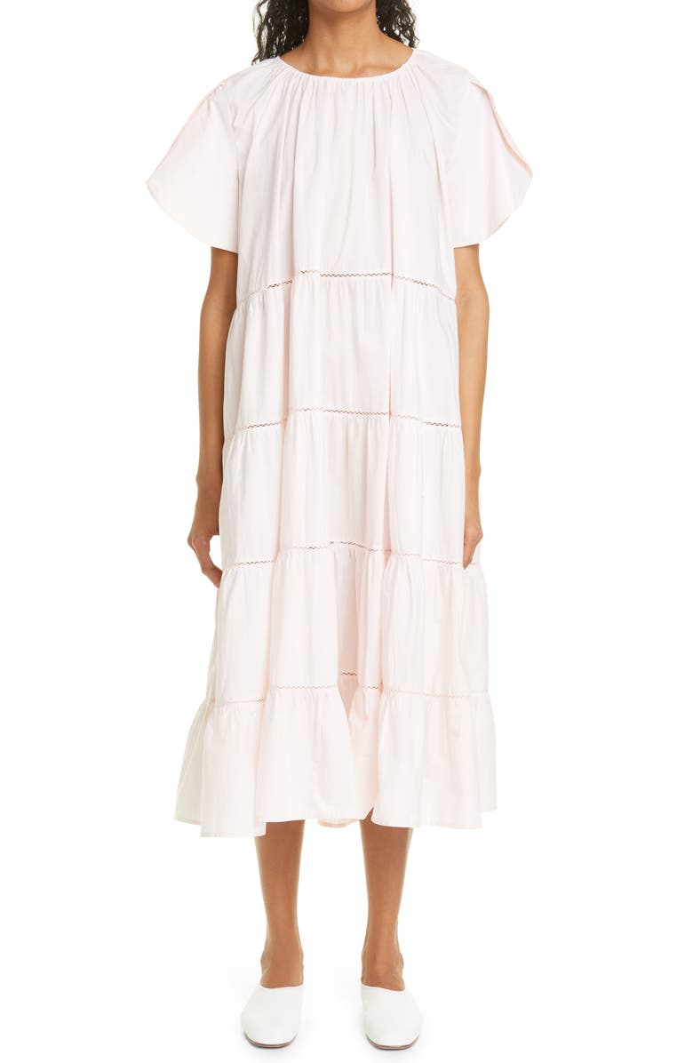 Merlette Alegre Tiered Pima Cotton Poplin Midi Dress, Main, color,