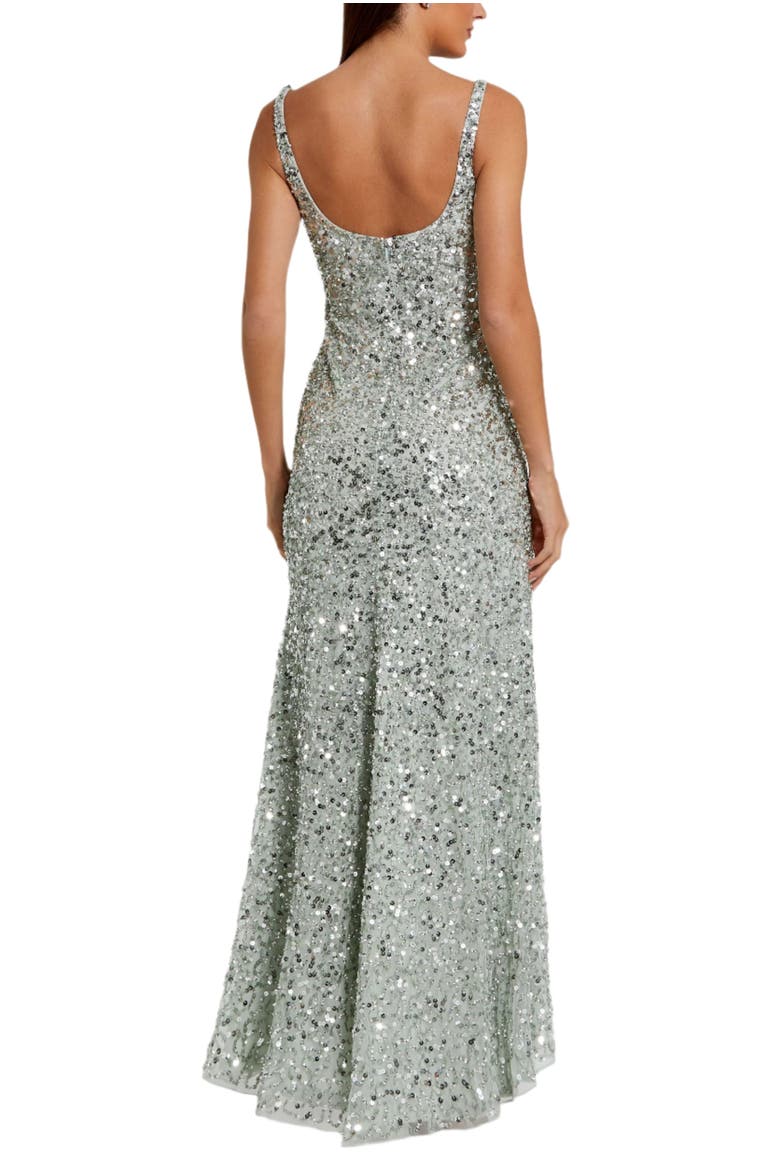 Sequined Low Back Slip Gown, Alternate, color, Sage