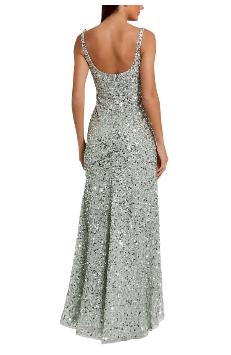 Mac Duggal Sequined Low Back Slip Gown, Alternate, color, Sage