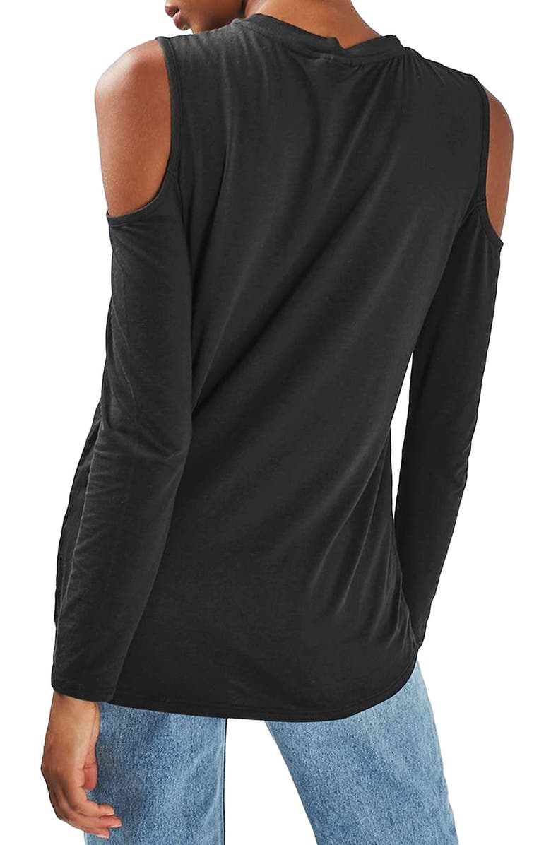Topshop Cold Shoulder Tee, Alternate, color,