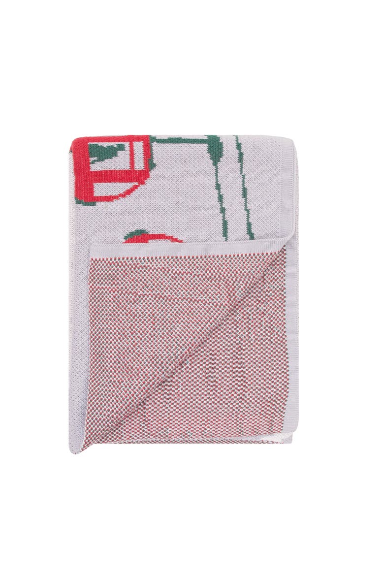 Ski Lift and Pines Indoor Outdoor Knit Throw Blanket, Alternate, color, Gray