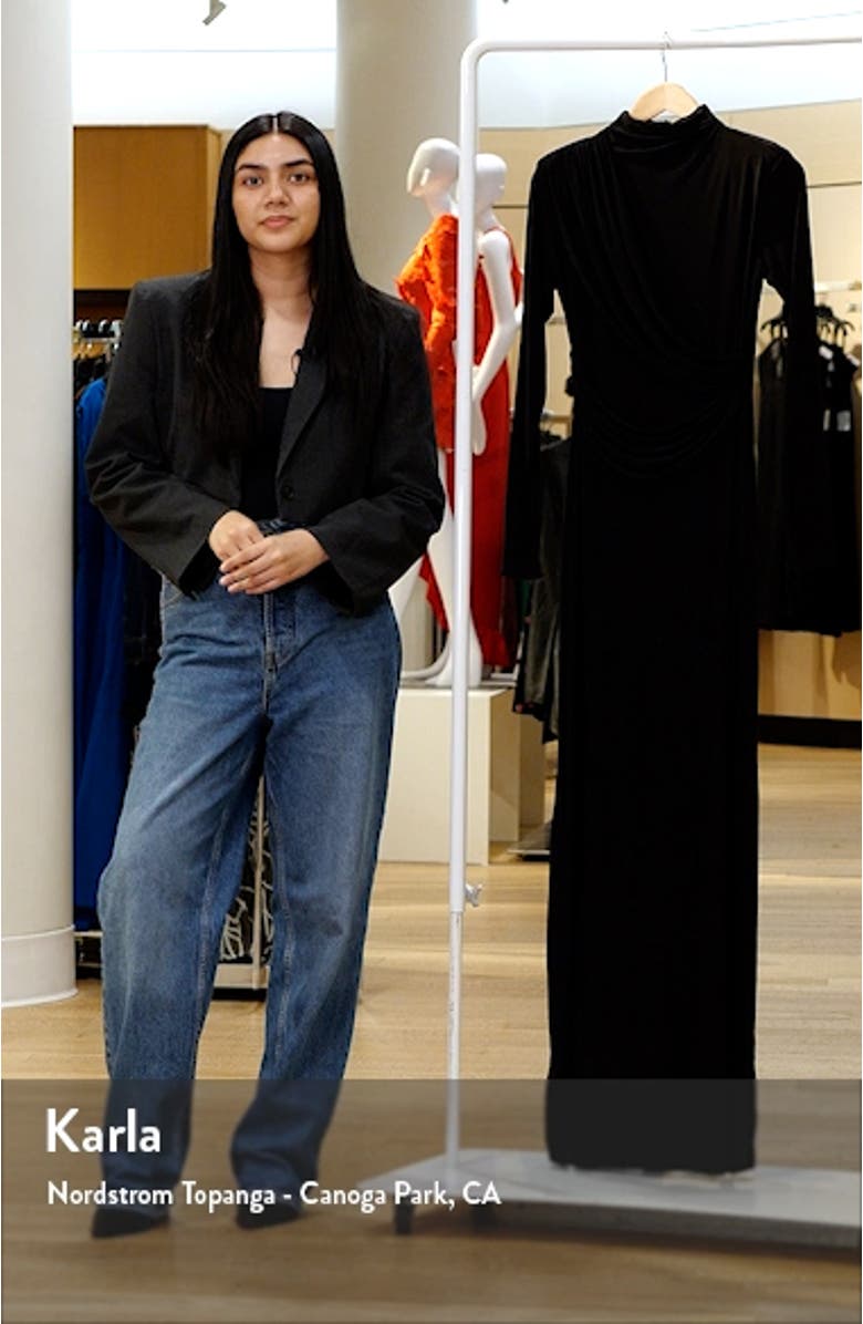 Hourglass Draped Long Sleeve Maxi Dress, sales video thumbnail