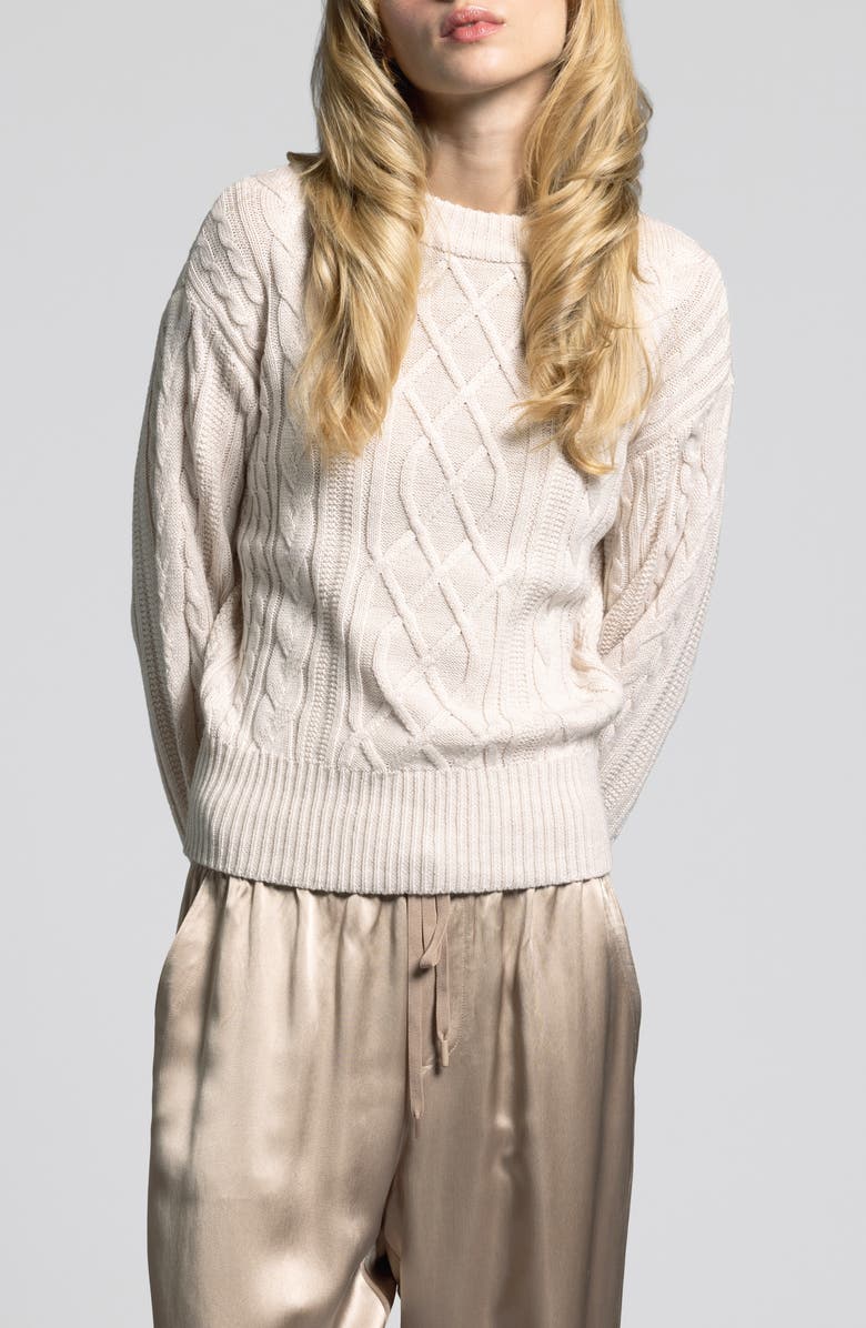 WEEKEND LOS ANGELES Alison Blouson Cable Sweater, Main, color,