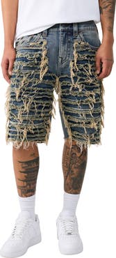 True Religion Bobby Destroyed Denim Shorts