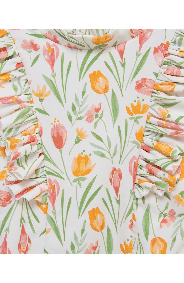 Little Me Floral UPF 50+ Rashguard Swimsuit, Alternate, color, 