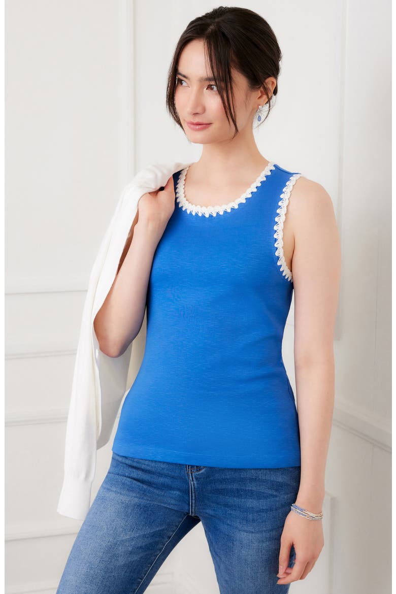 Edge Stitch Tank, Alternate, color, BLUE