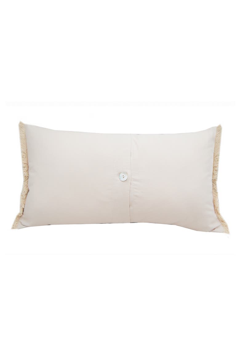 Sand & Shells Fringed Indoor Cotton Lumbar Throw Pillow, Alternate, color, Blue