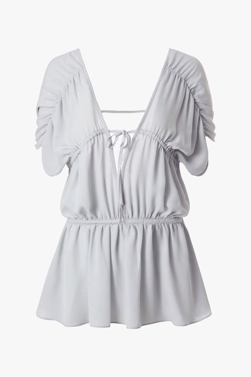 Weworewhat Gathered Cap Short Sleeve Top In Dove