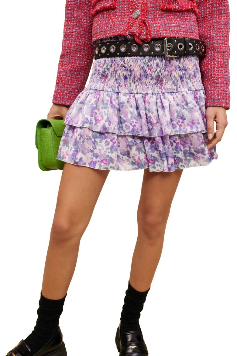 Juvard Abstract Floral Tiered Miniskirt, Alternate, color, IMPRIME FLEURS BUVARD PARME