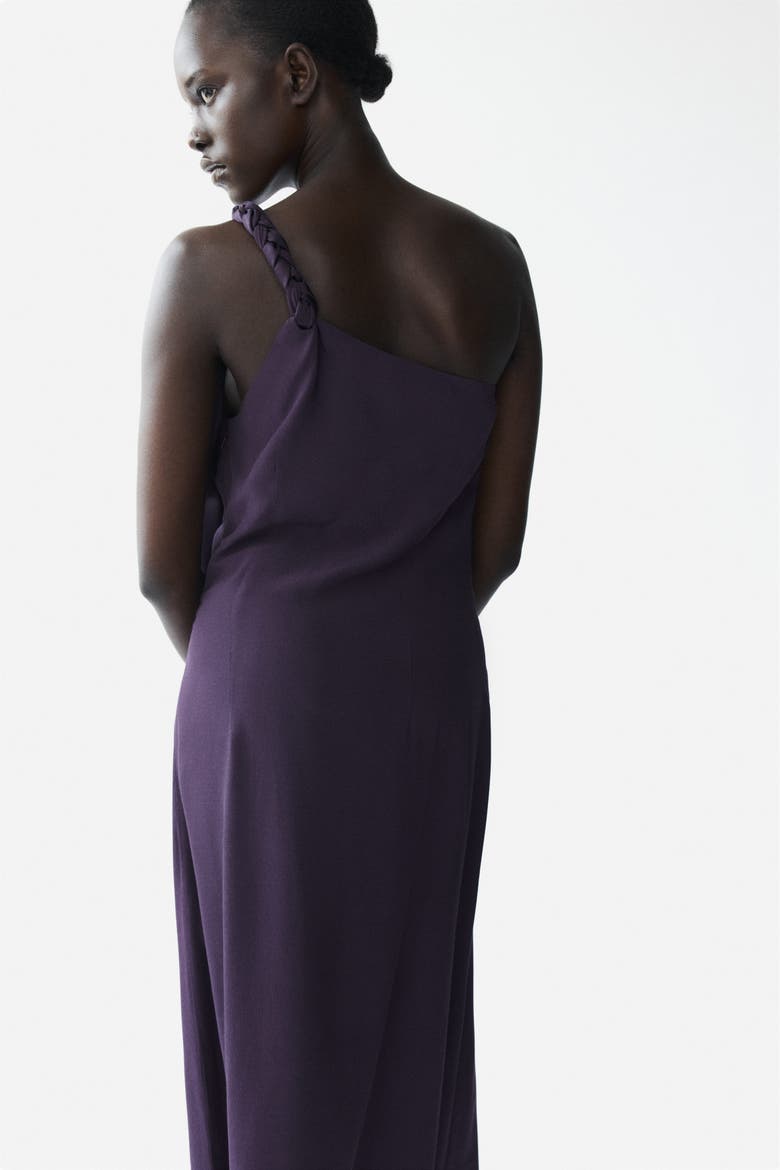 Braided-detail One-shoulder Dress, Alternate, color, Purple