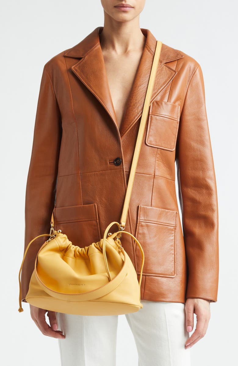 Strathberry Midi Leather Drawstring Handbag, Alternate, color, Brulee