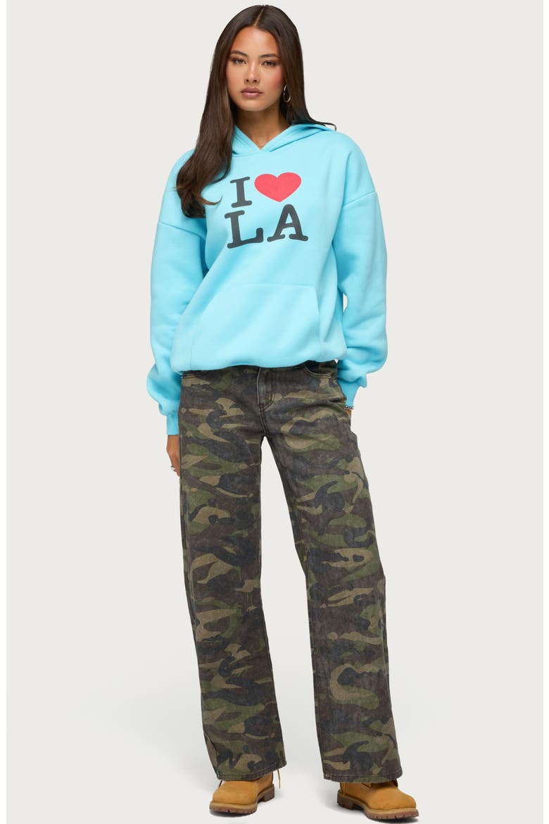 Soya Camo Print Low Rise Baggy Jeans, Alternate, color, OLIVE-WASHED