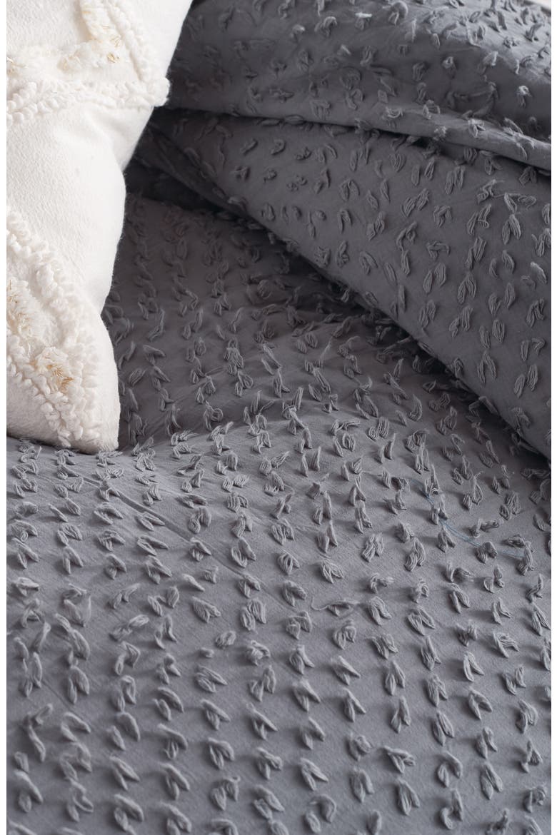 Dot Fringe Comforter & Sham Set, Alternate, color, CHARCOAL