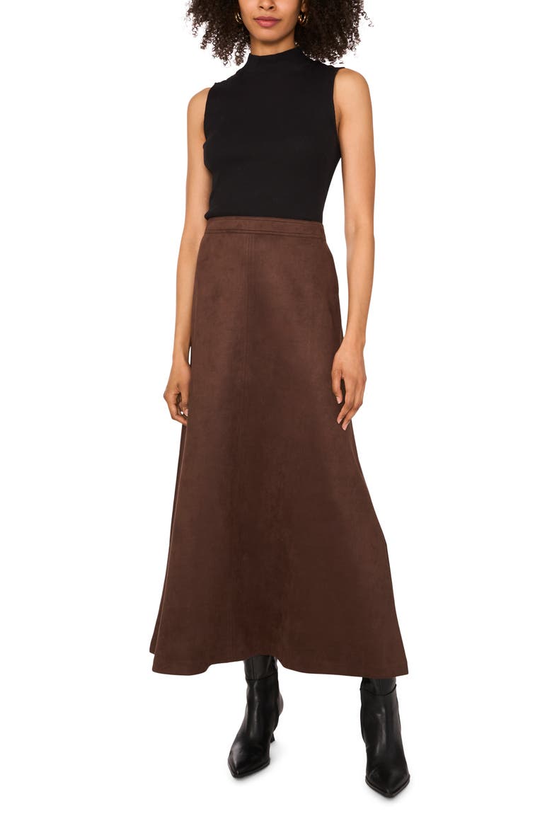 Faux Suede A-Line Maxi Skirt, Alternate, color, ESPRESSO