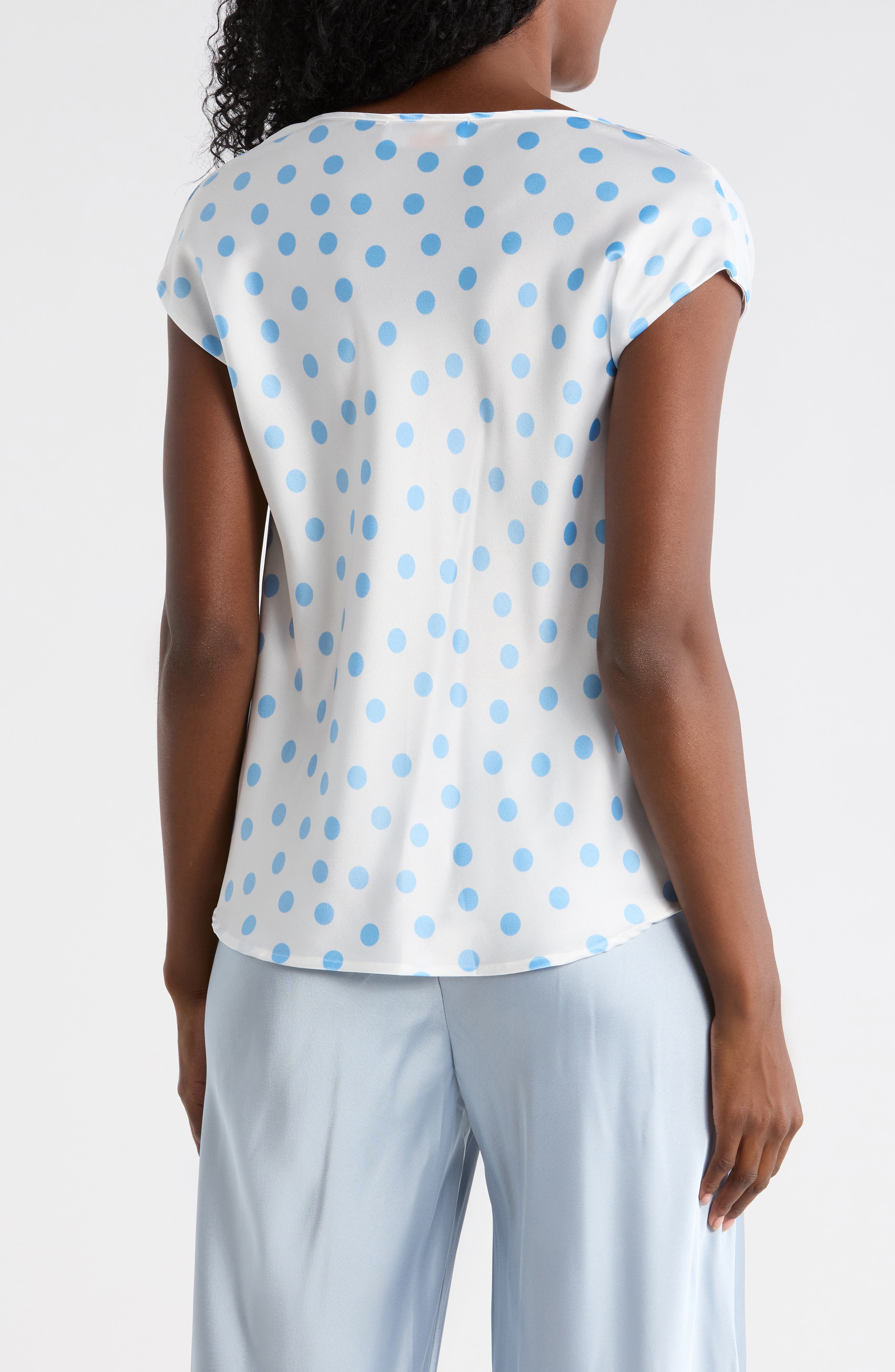 Cowl Neck Cap Sleeve Satin Top - image 4