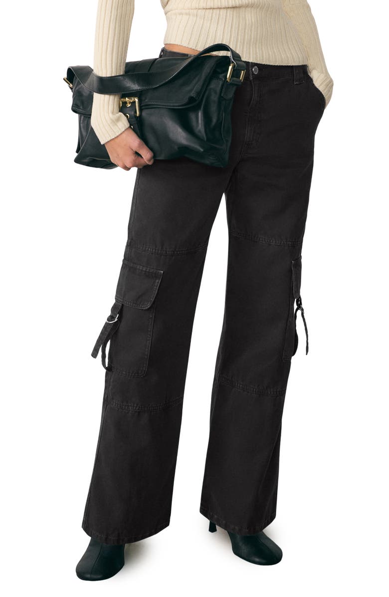 MANGO Zip Hem Straight Leg Cargo Jeans, Main, color,