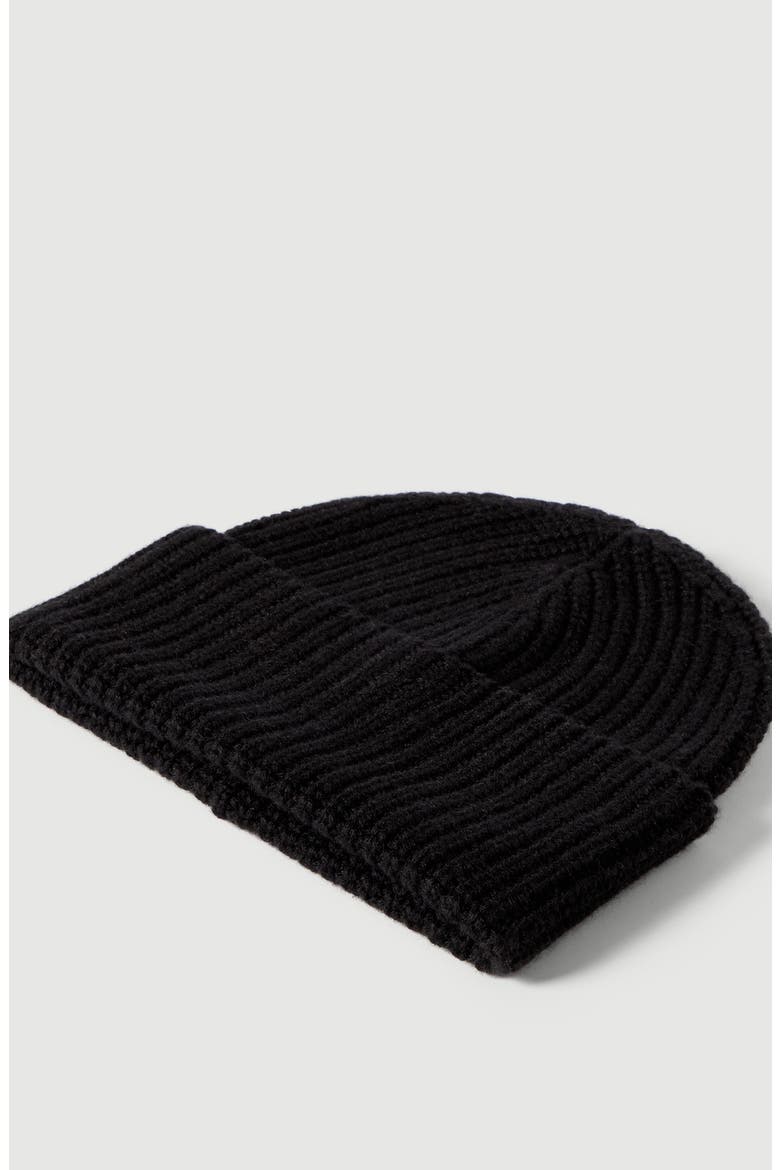 Cashmere English rib knit beanie, Alternate, color, Black
