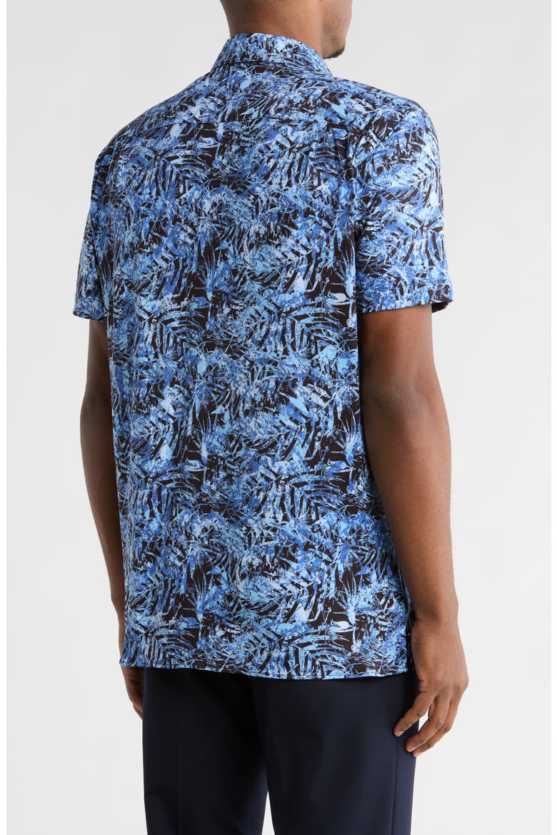 Slim Fit Performance Short Sleeve Button-Up Shirt, Alternate, color, NAVY/ BLUE