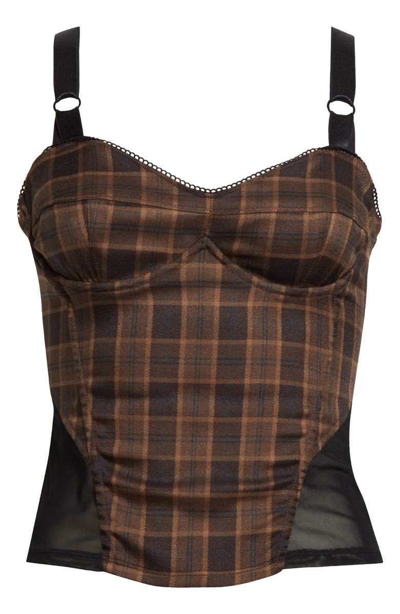 Miaou Marguerite Plaid Corset Top, Alternate, color, 