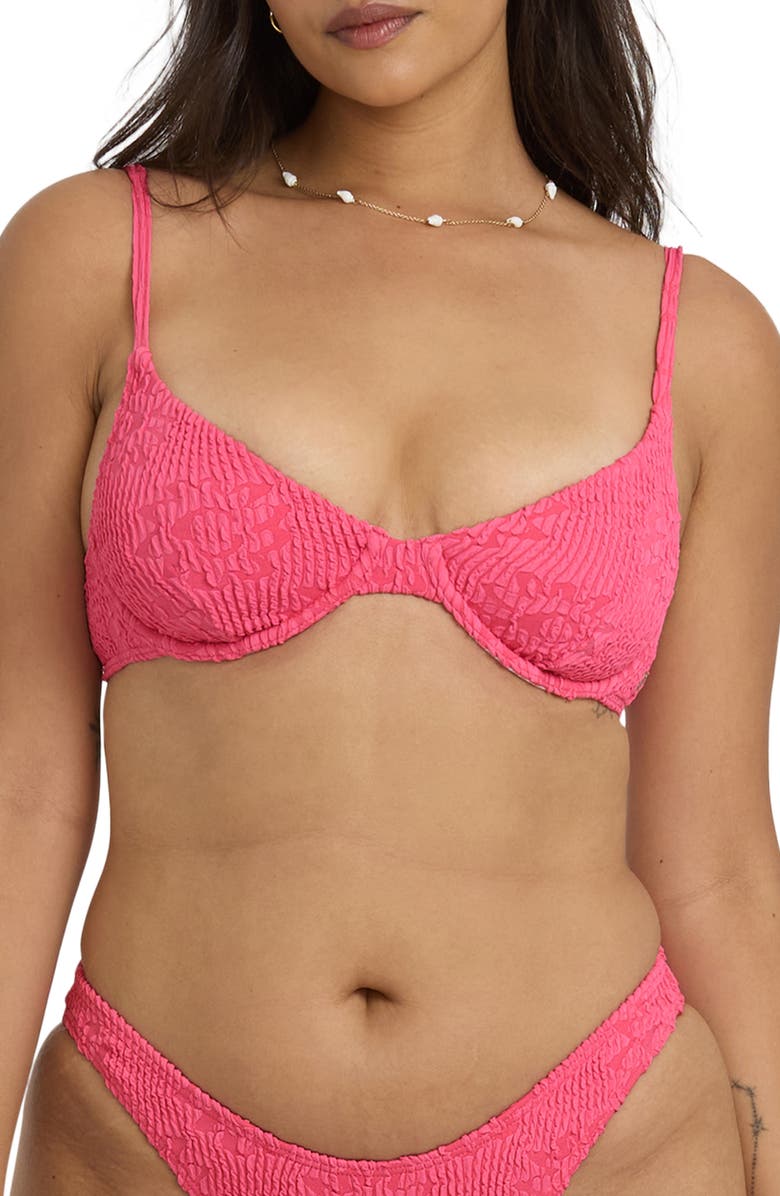 Billabong We're Wild Denim Underwire Bikini Top, Alternate, color, Paradise Pink