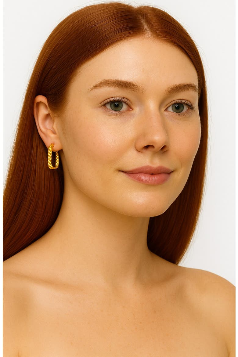 14K Gold Plated Sterling Silver Twisted Hoop Earrings, Alternate, color, GOLD