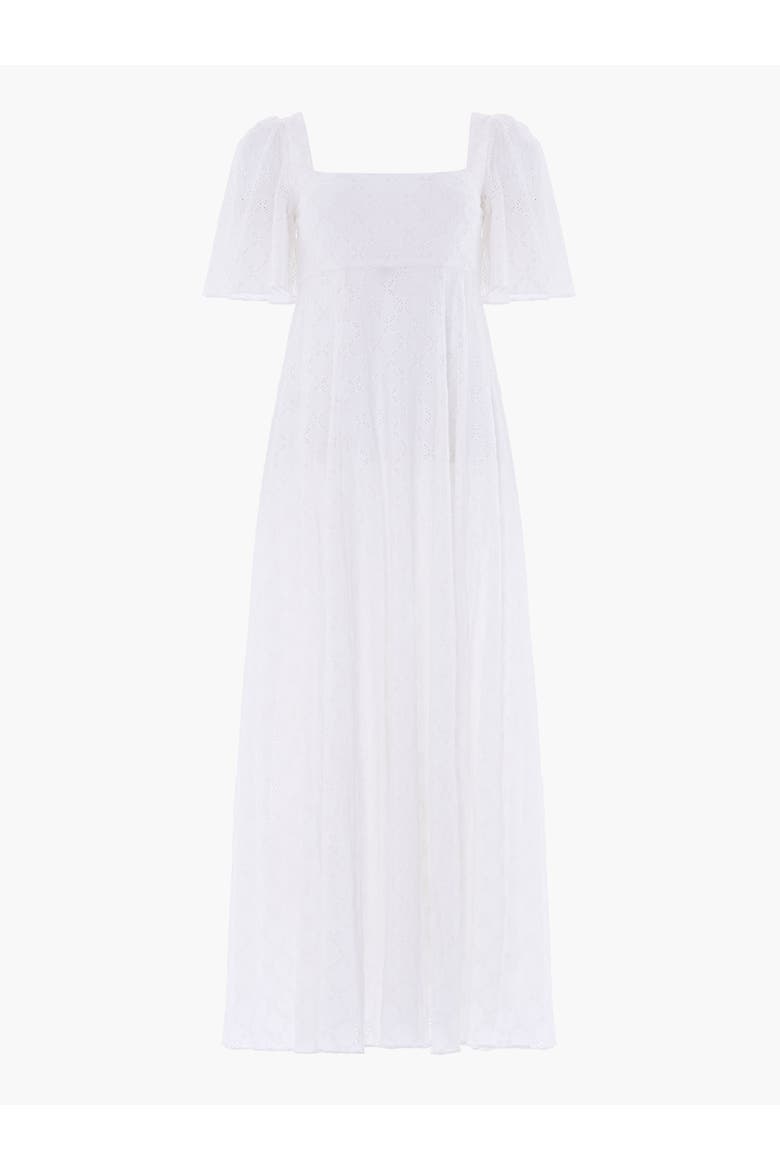 Marisol Cotton Broderie Ankle Gown, Alternate, color, Optic White
