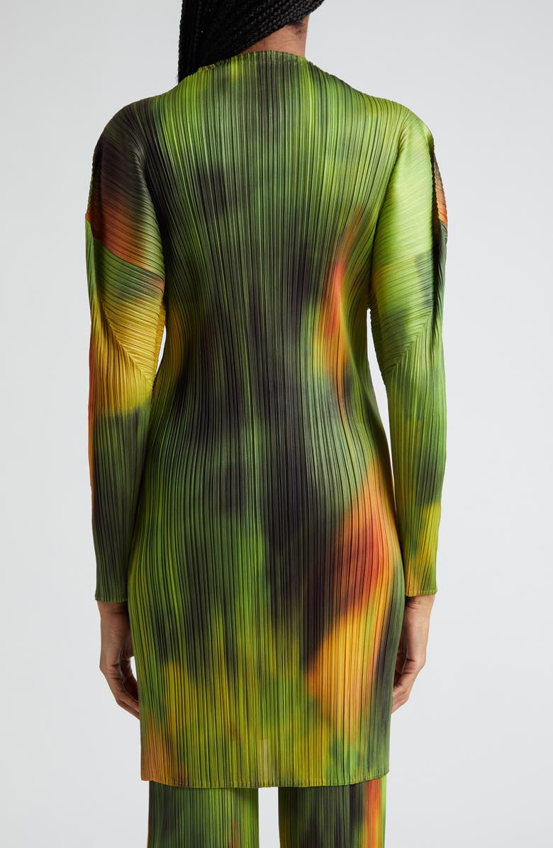 Pleats Please Issey Miyake Abstract Print Pleated Long Sleeve Dress, Alternate, color, 