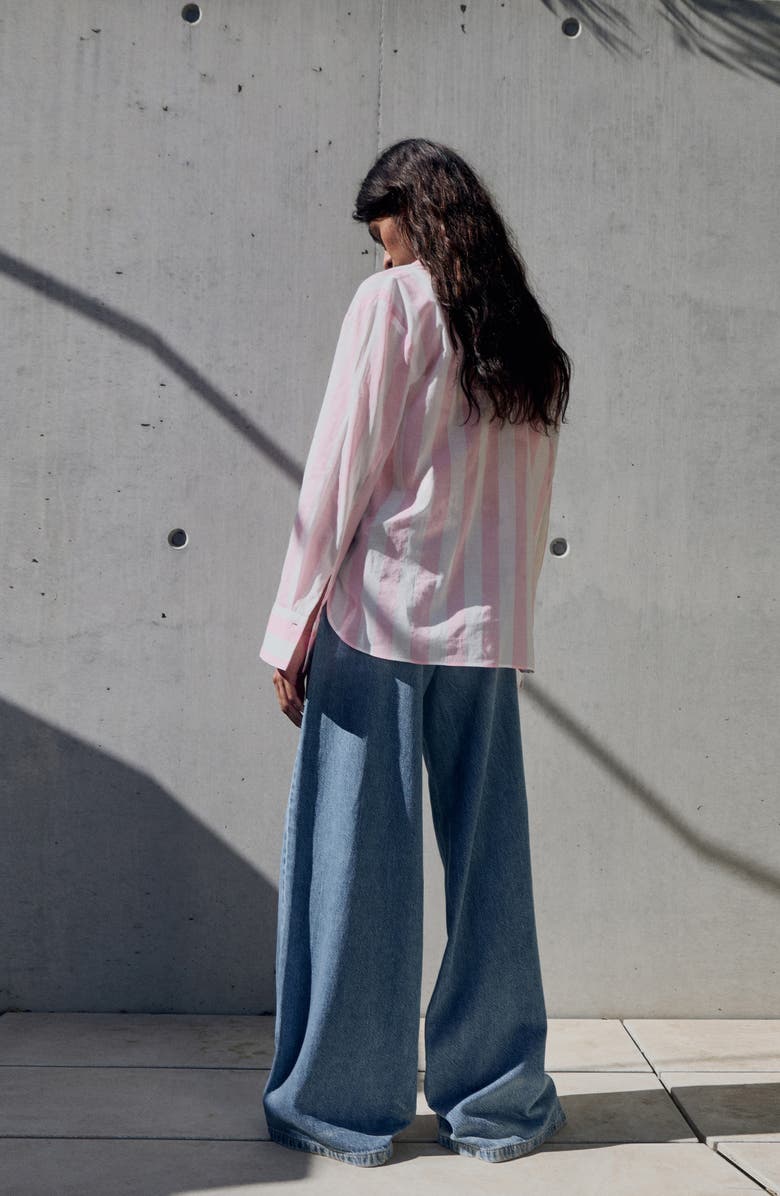 MANGO Pleated Wide Leg Jeans, Alternate, color, Medium Blue