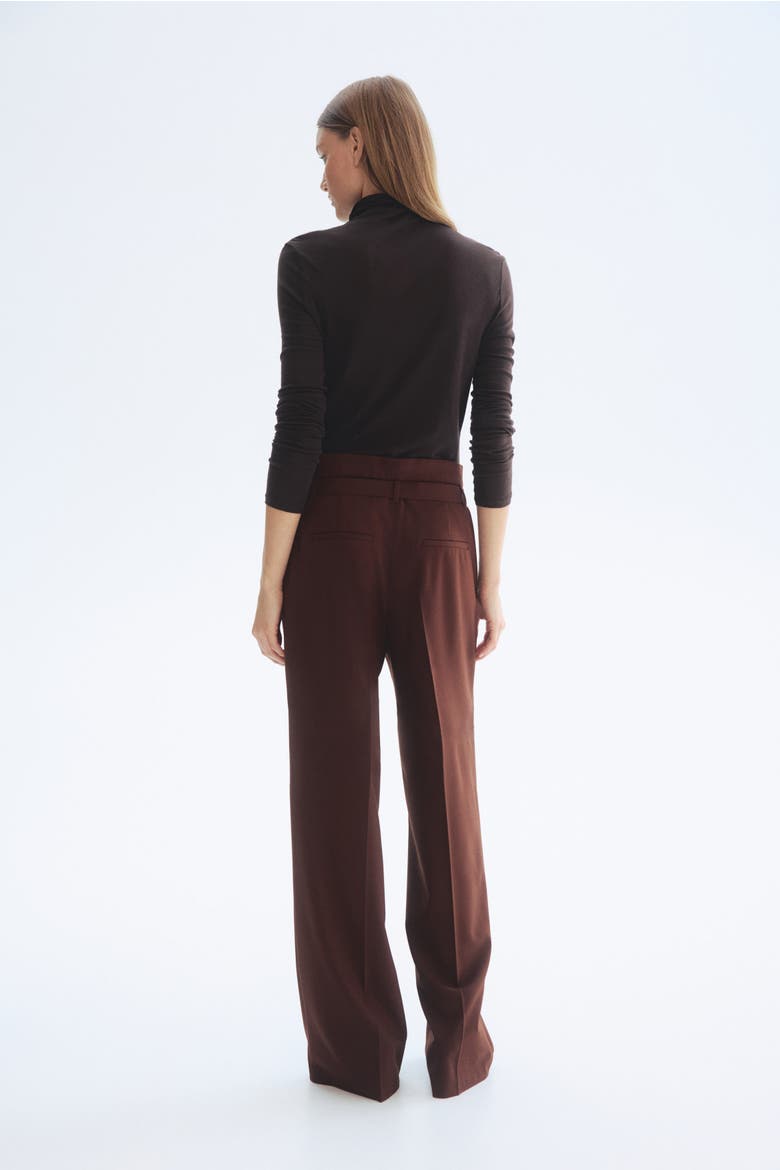 Paper-bag Pants With Belt, Alternate, color, Dark brown
