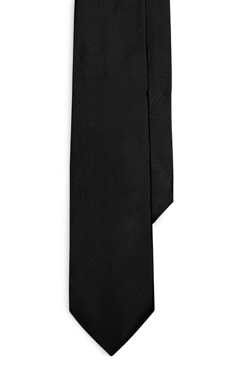 Ralph Lauren Purple Label Peau de Soie Solid Black Silk Tie, Main, color, Black