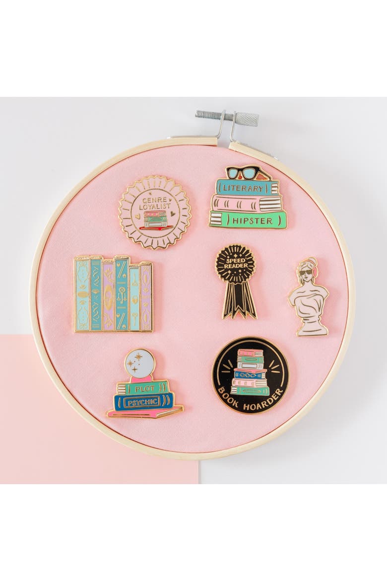 Book Themed Enamel Pins, Alternate, color, Literary Hipster Enamel Pin