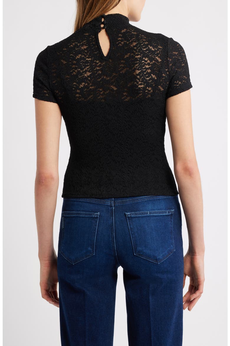 June Stretch Lace T-Shirt, Alternate, color, BLACK