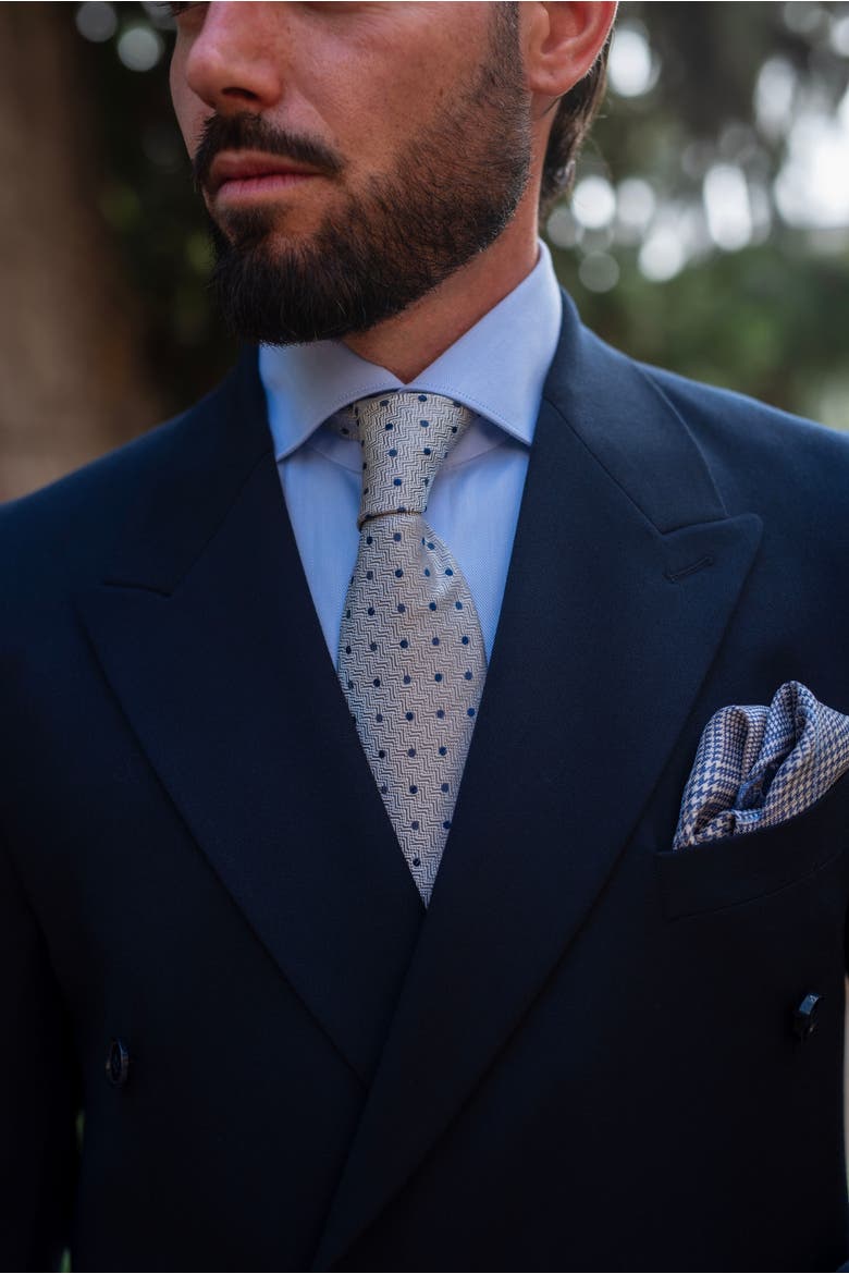 Tiburtina - Silk Jacquard Tie for Men, Main, color, Silver Grey